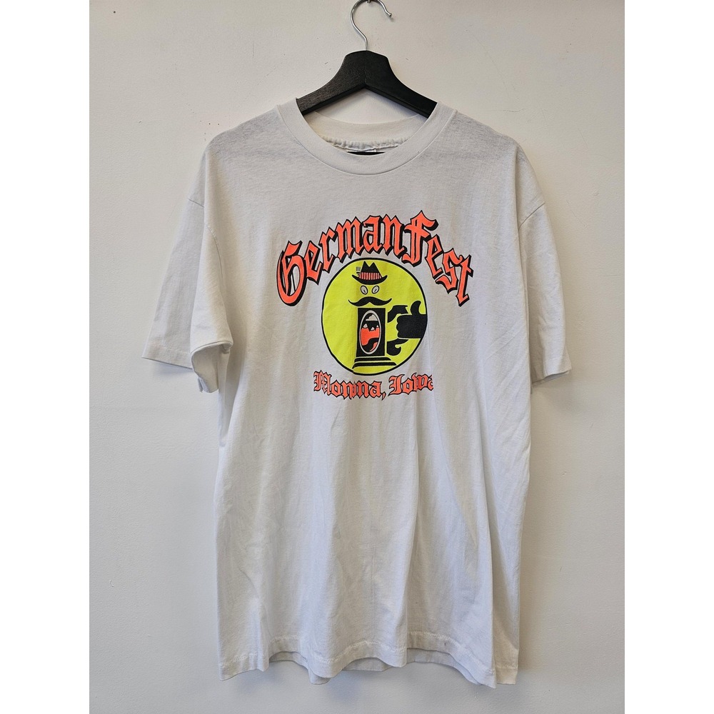Vintage‎ GermanFest Shirt Mens XL White Monona Iowa 90s Hanes Beer Fest Graphic
